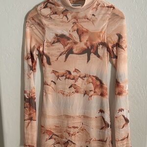 Women's Horse Print Long Sleeve Top